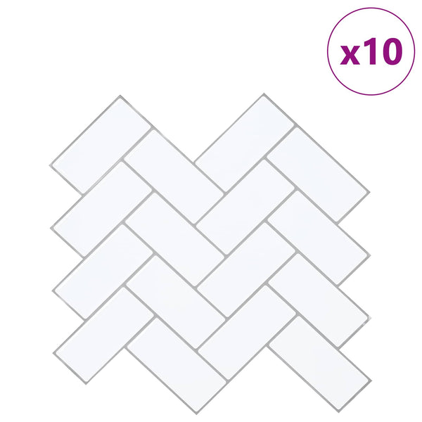 Herringbone-laatta 10 kpl Valkoinen harmaa 30 x 30 cm