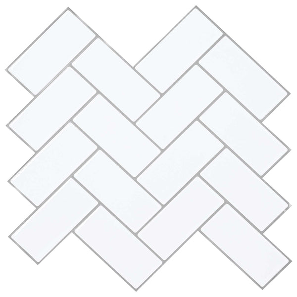 Herringbone-laatta 20 kpl Valkoinen harmaa 30 x 30 cm