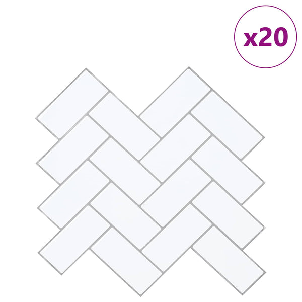 Herringbone-laatta 20 kpl Valkoinen harmaa 30 x 30 cm