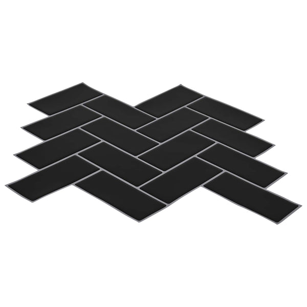 Herringbone-laatta 10 kpl Musta 30 x 30 cm Polyuretaani ja PET