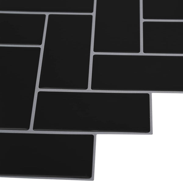 Herringbone-laatta 10 kpl Musta 30 x 30 cm Polyuretaani ja PET