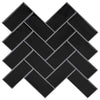 Herringbone-laatta 10 kpl Musta 30 x 30 cm Polyuretaani ja PET