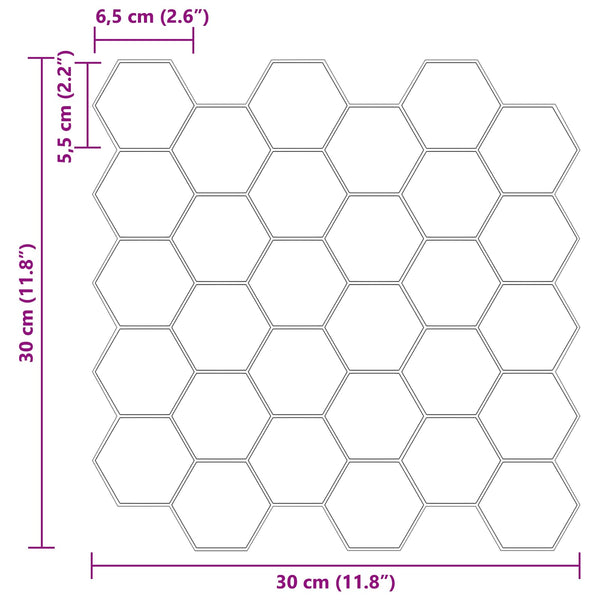 Heptagonaalinen laatta 10 kpl valkoinen 30 x 30 cm