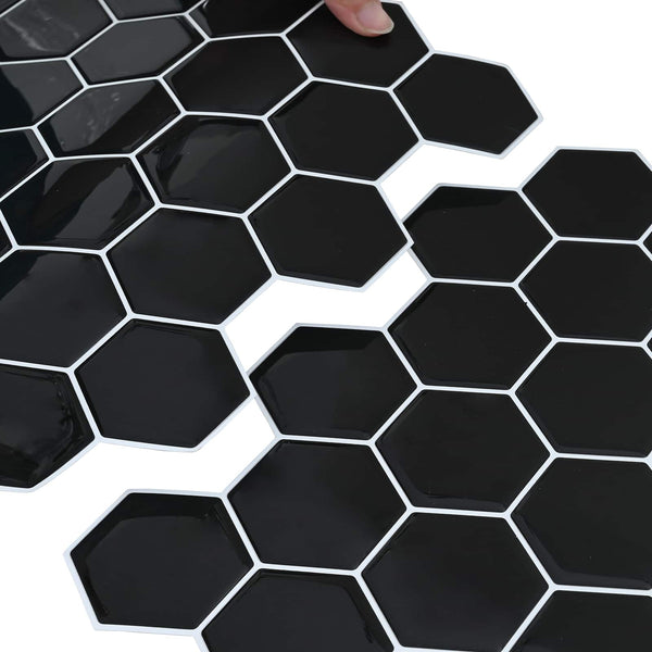 Heptagonaalinen laatta 20 kpl Musta 30 x 30 cm