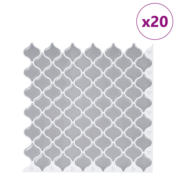 Lanturn-laatta 20 kpl Harmaa 27 x 27 cm Polyuretaani ja PET