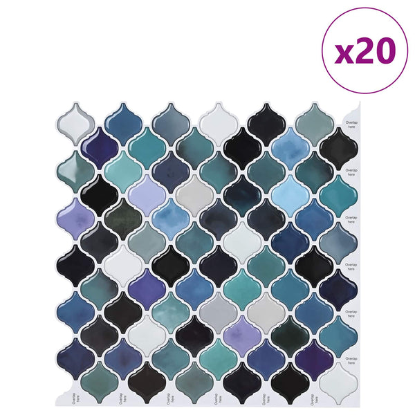 Lanturn-laatta 20 kpl Sinivihreä 27 x 27 cm Polyuretaani ja PET