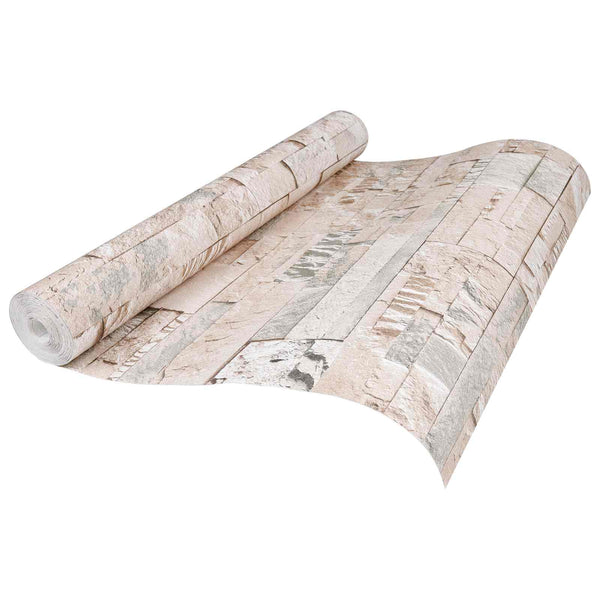3D kivitapetti Beige 10 x 0,53 m Ei-kudottu kangas