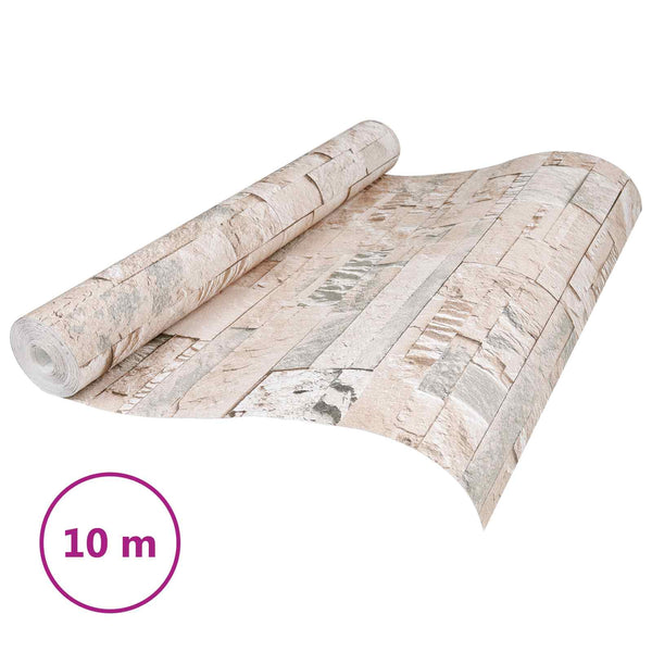 3D kivitapetti Beige 10 x 0,53 m Ei-kudottu kangas
