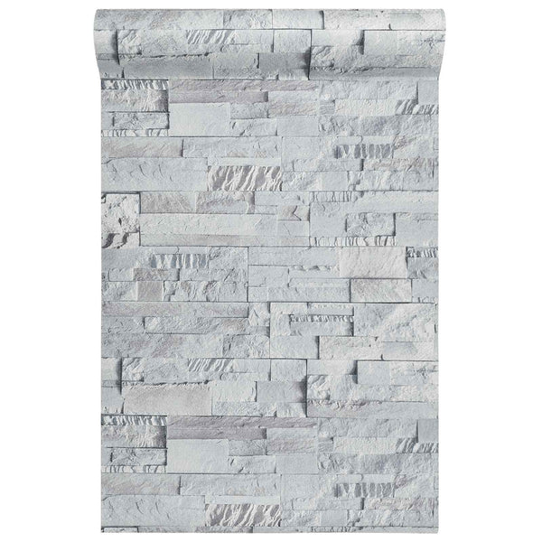3D kivitapetti Vaaleanharmaa 10 x 0,53 m Ei-kudottu kangas