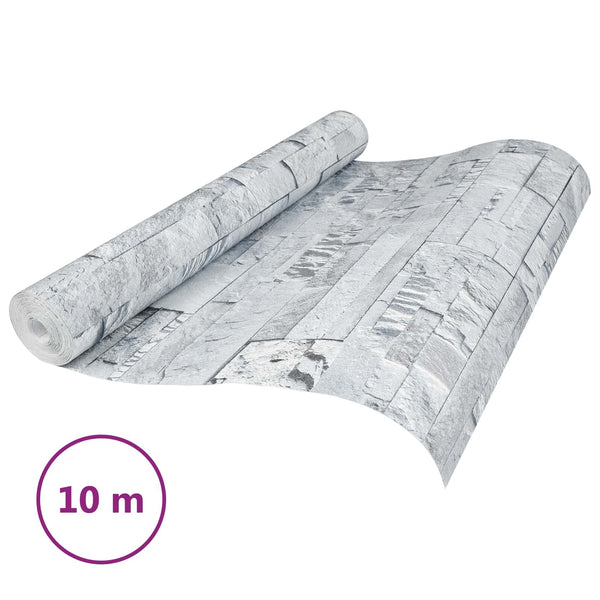 3D kivitapetti Vaaleanharmaa 10 x 0,53 m Ei-kudottu kangas