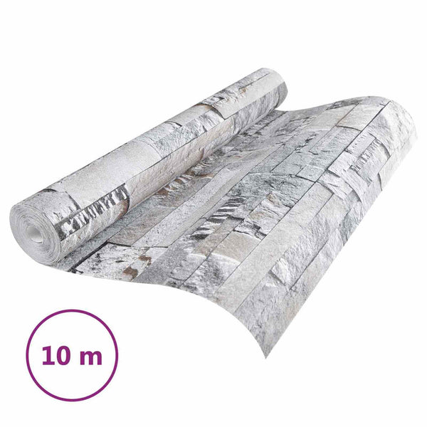 3D kivitapetti Harmaa 10 x 0,53 m Ei-kudottu kangas