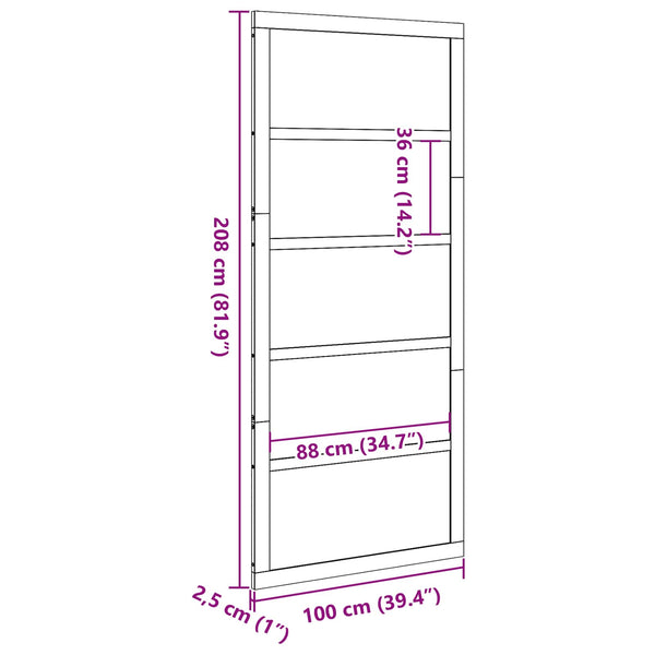 Ladon Ovi 100 x 2,5 x 208 cm Täysi mänty Vahanruskea