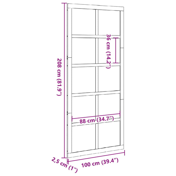 Ladon Ovi 100 x 2,5 x 208 cm Täysi mänty valkoinen