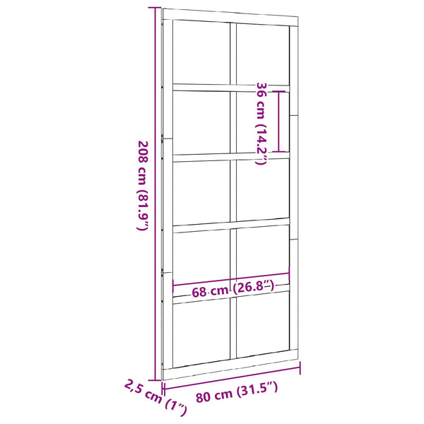 Ladon Ovi 80 x 2,5 x 208 cm Täysi mänty valkoinen