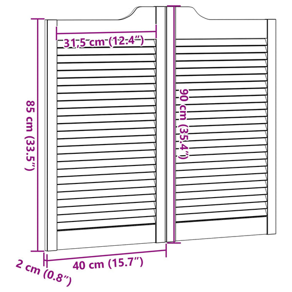 Kääntöovet 2 kpl 90 x 40 cm Täysi mänty Luonnollinen