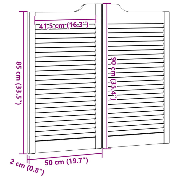 Kääntöovet 2 kpl 90 x 50 cm Täysi mänty valkoinen