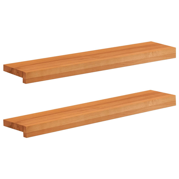 Ikkunalautaset 2 kpl Vaaleanruskea 80x 20 x 2 cm Kiinteä pyökki