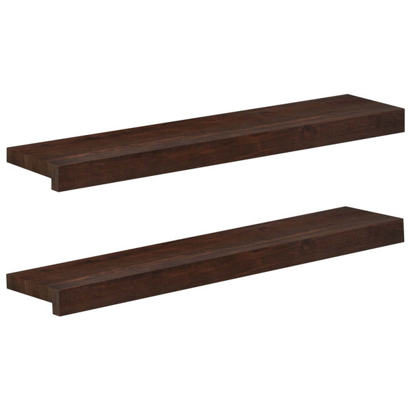 Ikkunalautaset 2 kpl Tumma ruskea 80x 15 x 2 cm Kiinteä pyökki