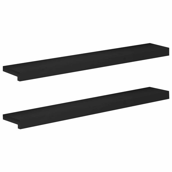 Ikkunalautaset 2 kpl Musta 90 x 15 x 2 cm Kiinteä pyökki