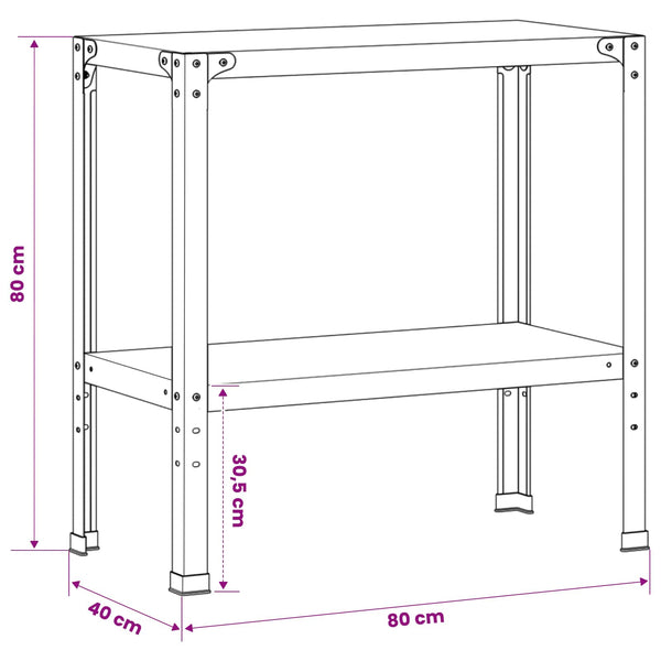 Istutuspöytä 80 x 40 x 80 cm Jauhemaalattu Teräs Musta