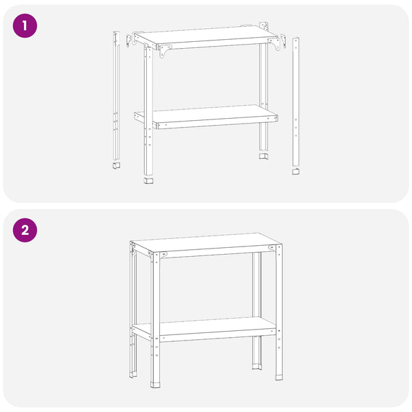 Istutuspöytä 60 x 40 x 80 cm Galvanoitu teräs Hopea