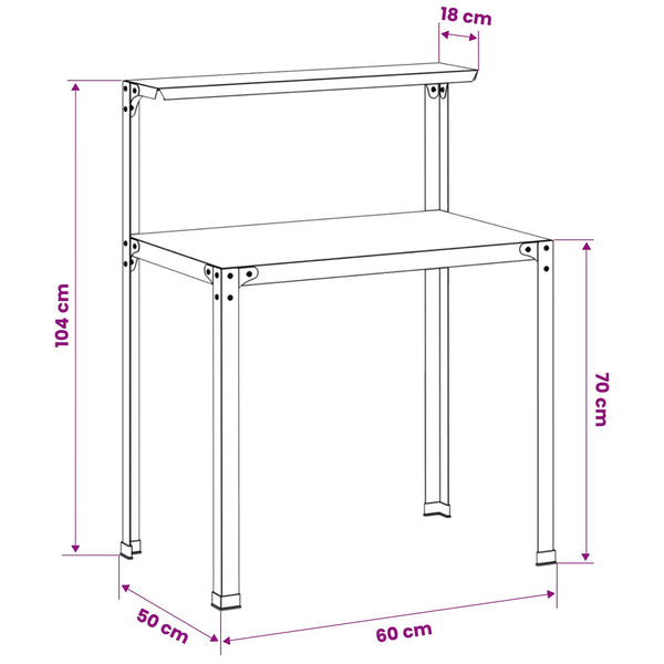 Istutuspöytä 60 x 50 x 104 cm Jauhemaalattu Teräs Oliivinvihreä