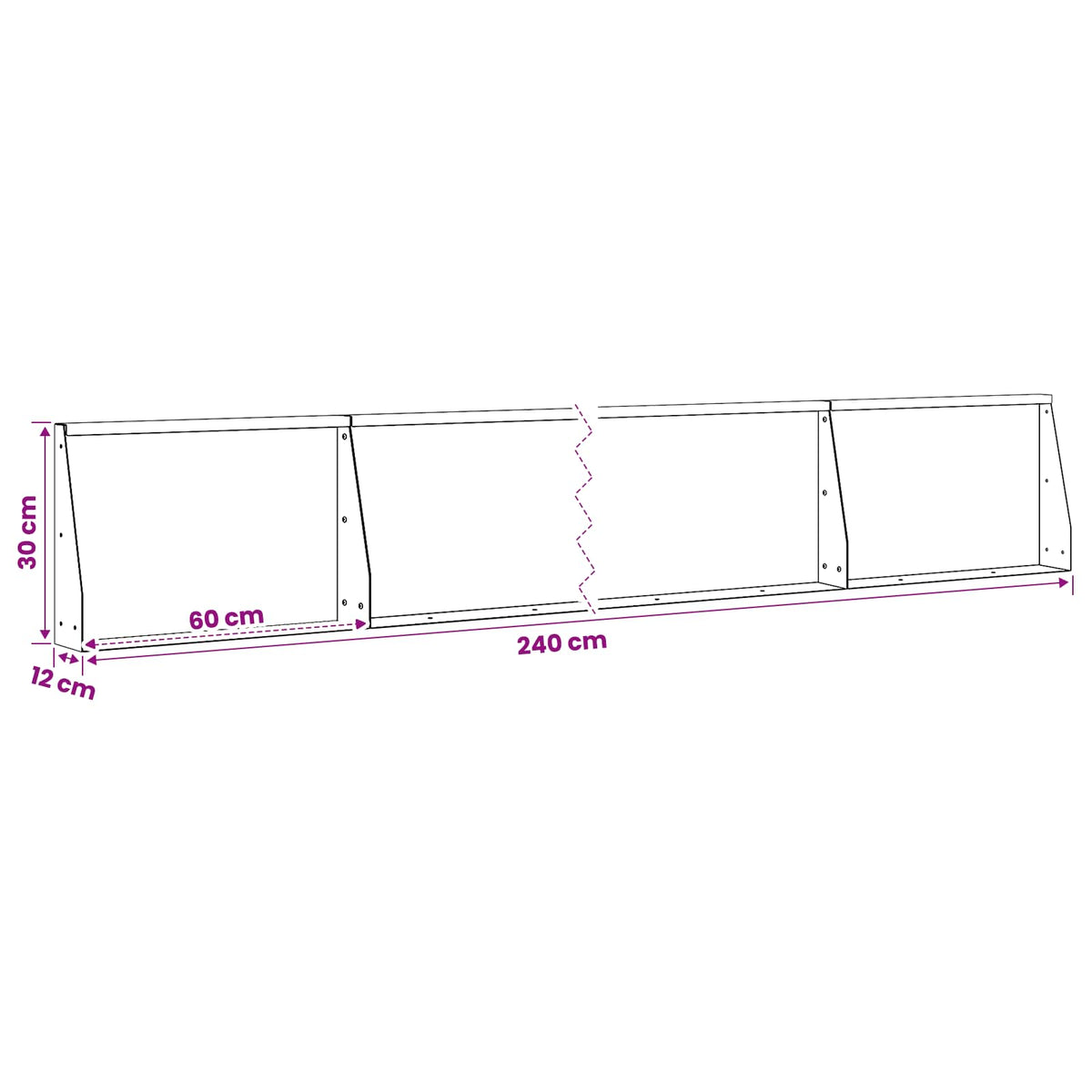 Pato 4 kpl 60 x 12 x 30 cm Teräs valkoinen