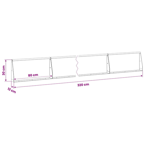 Pato 4 kpl 80 x 12 x 30 cm Säänkestävä teräs Ruosteinen