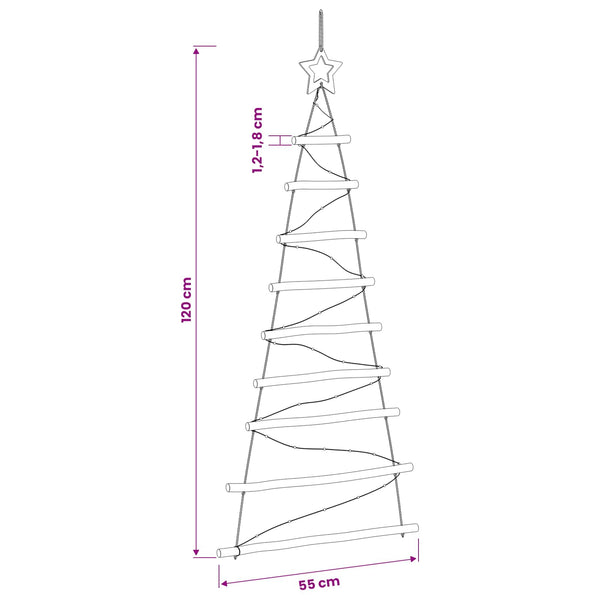 Ripustettava joulupuu 120 cm 50 LEDiä Monivärinen