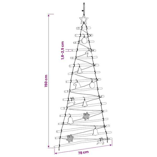 Ripustettava joulupuu 150 cm 80 LEDiä Monivärinen