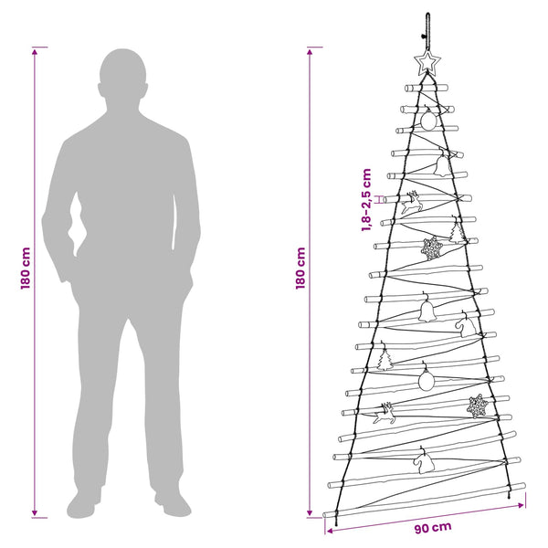 Ripustettava joulupuu 180 cm 100 LEDiä Monivärinen