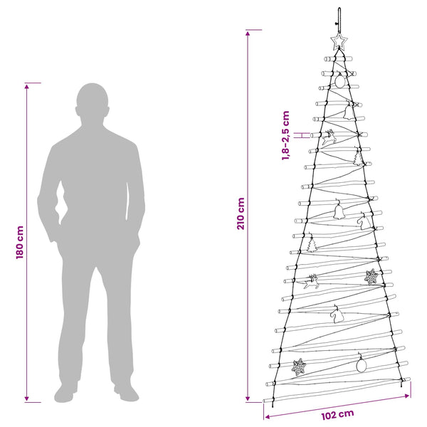 Ripustettava joulupuu 210 cm 130 LEDiä Monivärinen