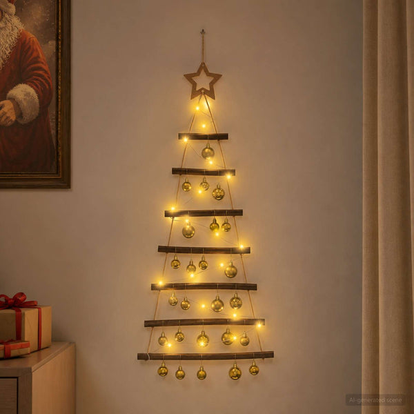 Riippuva joulukuusi joulupalloilla 90 cm 30 LEDiä