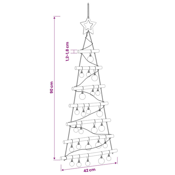 Riippuva joulukuusi joulupalloilla 90 cm 30 LEDiä