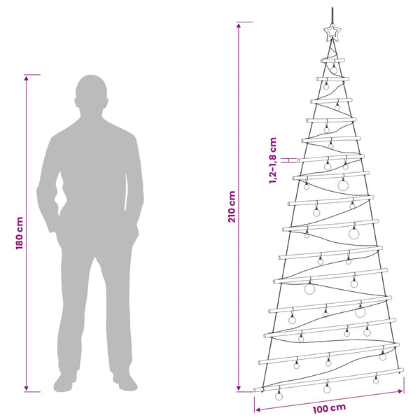 Riippuva joulukuusi joulupalloilla 210 cm 130 LEDiä