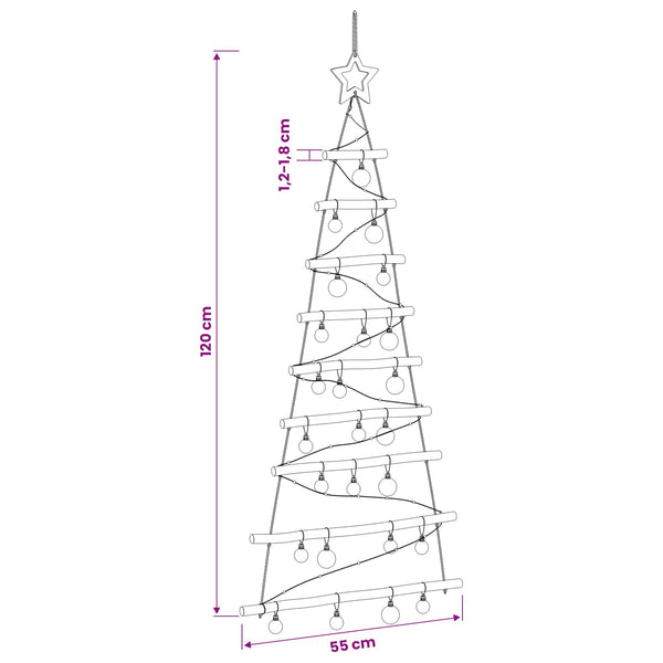 Riippuva joulukuusi joulupalloilla 120 cm 50 LEDiä