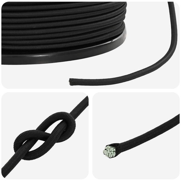 Bungee Kuminauhat 4 mm Musta PP ja kumi