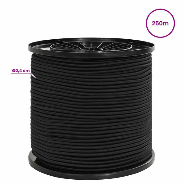 Bungee Kuminauhat 4 mm Musta PP ja kumi