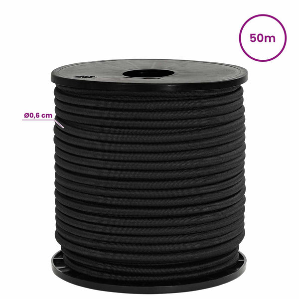 Bungee Kuminauhat 6 mm Musta PP ja kumi