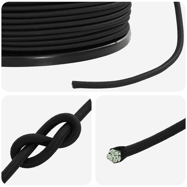 Bungee Kuminauhat 6 mm Musta PP ja kumi