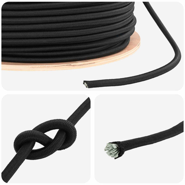 Bungee Kuminauhat 8 mm Musta PP ja kumi