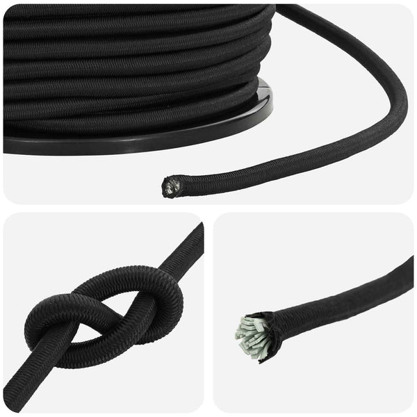 Bungee Kuminauhat 10 mm Musta PP ja kumi