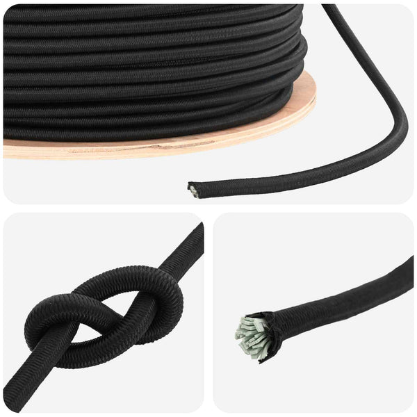 Bungee Kuminauhat 10 mm Musta PP ja kumi