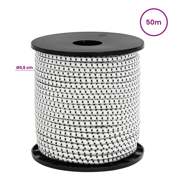 Bungee Kuminauhat 6 mm Musta ja Valkoinen PP ja kumi