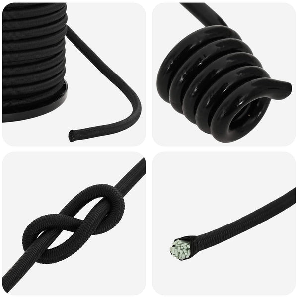 Bungee Kuminauhat Koukkuilla 4 mm Musta PP ja kumi
