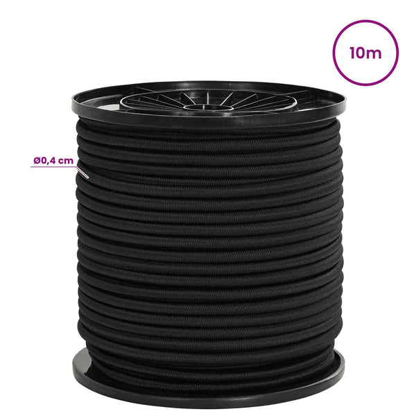 Bungee Kuminauhat Koukkuilla 4 mm Musta PP ja kumi