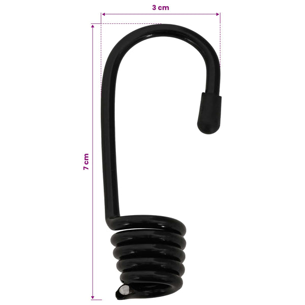 Bungee Kuminauhat Koukkuilla 4 mm Musta PP ja kumi