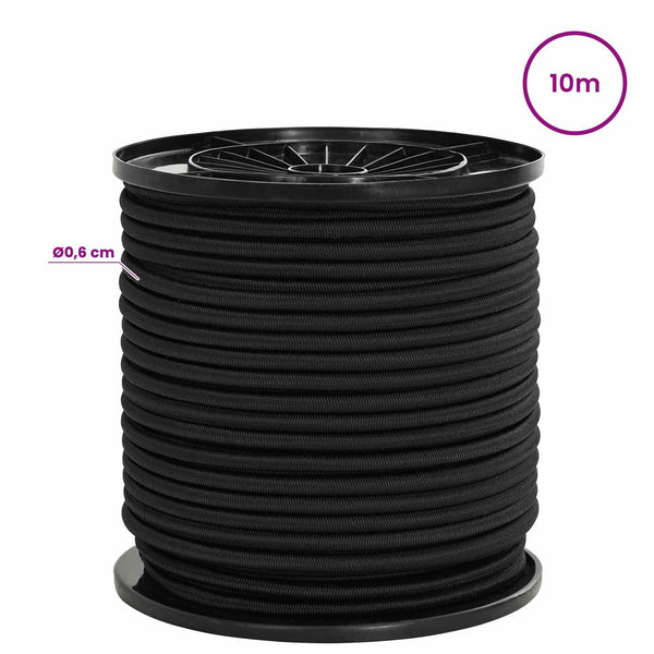 Bungee Kuminauhat Koukkuilla 6 mm Musta PP ja kumi