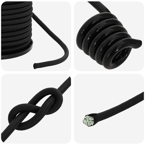 Bungee Kuminauhat Koukkuilla 6 mm Musta PP ja kumi