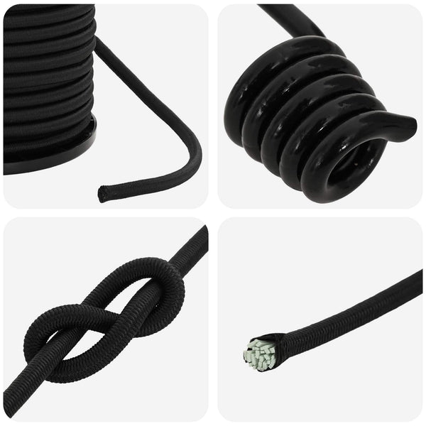 Bungee Kuminauhat Koukkuilla 6 mm Musta PP ja kumi